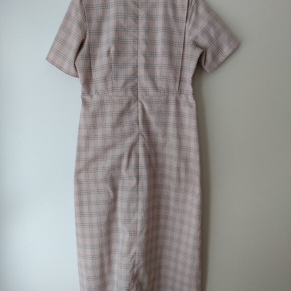 Amish Mennonite Cape Dress 42"B 35"W Pink Plaid Cotton Blend Long - Picture 9 of 11